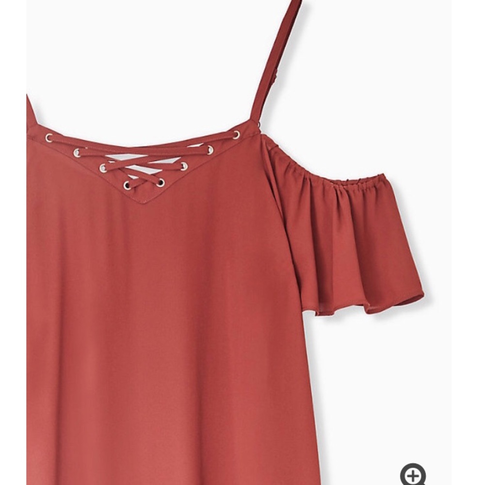 Torrid Brick Red Cold Shoulder Top - Picture 3 of 5